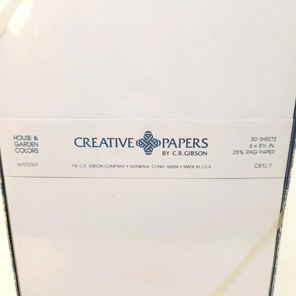 Vtg Creative Papers C.R. Gibson Wisteria Purple 50 Sheets Stationary - Picture 3 of 4